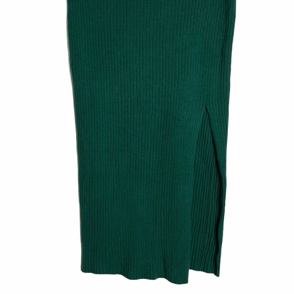 Leith Womens Green Pull On Ribbed Midi Elastic Wai